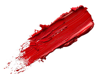 red lipstick smudge isolated on white background, png