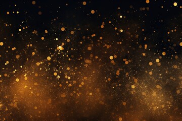 Gold color gradient dark grainy background white vibrant abstract spots on black noise texture effect blank empty pattern with copy space for product 