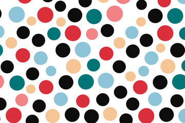 Fototapeta premium Seamless pattern of multicolored polka dots on a white background
