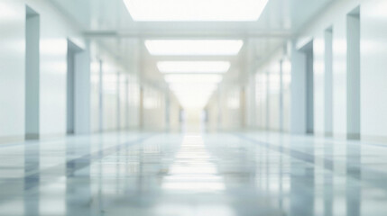 Fototapeta premium A long hallway with white walls and a white ceiling