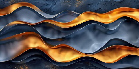 Abstract 3d luxury premium background, colorful flowing curved waves, golden accent, lighting effect - 795223959