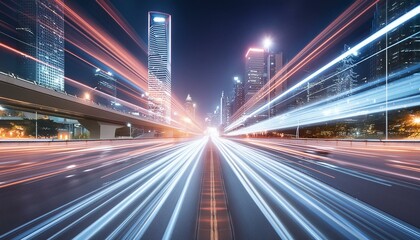 Fototapeta na wymiar City Motion Blur: Abstract Night Lights in Speed