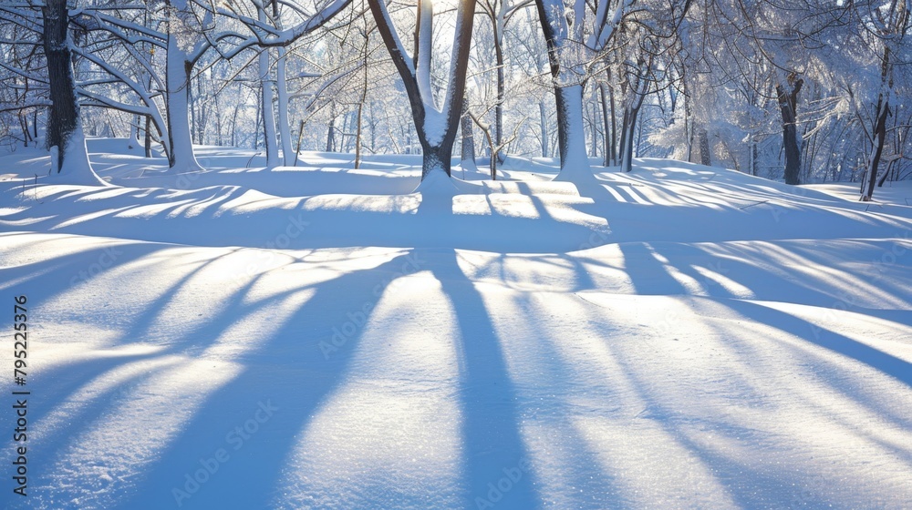 Poster shadows of trees on the snow