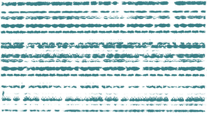 Grunge stripes made of hand drawn teal brush strokes. Abstract overlay texture of painted teal lines. 