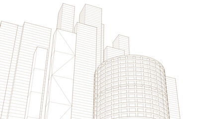modern architecture metropolis 3D illustration