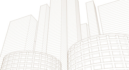 modern architecture metropolis 3D illustration