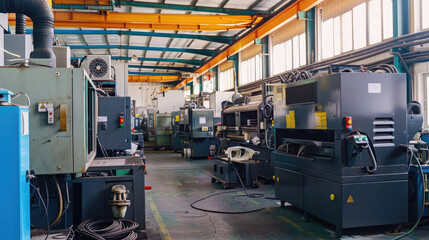 Naklejka premium A large industrial building with many machines and a lot of space