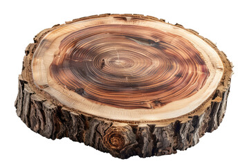 round wooden tree slice isolated