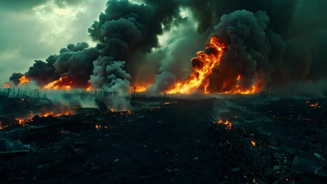 Environmental Dissonance: Flames and Smoke in a Minimalist Symphony. Concept Minimalist Symphony, Flames, Smoke, Environmental Dissonance