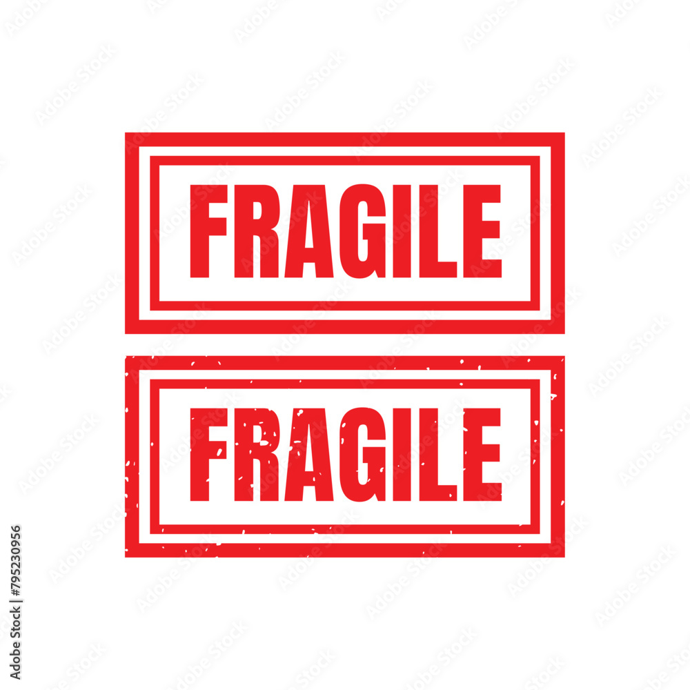 Wall mural sticker fragile handle with care vector. warning label, fragile label with broken glass symbol, vect