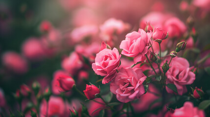 image featuring pink roses with soft focus and bokeh background