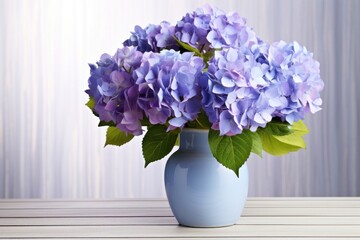 Hydrangea flowers plant vase inflorescence. - obrazy, fototapety, plakaty