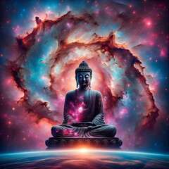 Background buddha in space  - obrazy, fototapety, plakaty