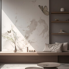 Elegant Room Decoration - Sunlit Vignette with Natural Elements and Stylish Furniture