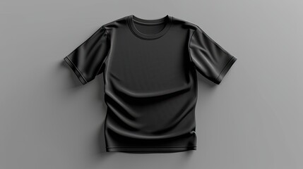 Stylish Black Short-Sleeve T-Shirt 3D Rendering for Mockup and Design