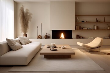 Naklejka premium Living room architecture furniture fireplace