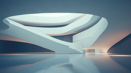Abstract Outside Architecture with Modern Geometry. minimalistic abstract interior of a business