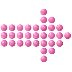 Arrow right. Round dots form direction icon. Pointer for website. Interface element pink colors.