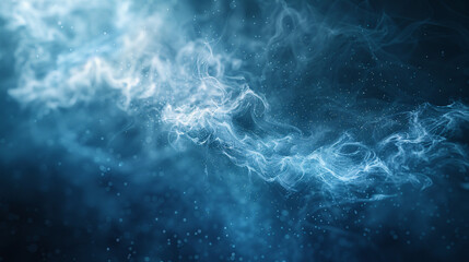 Deep blue cosmic dust cloud with a serene galactic theme