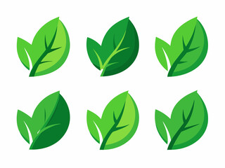 Leaf icon set. Set of leaves. Green leaves isolated on white background. - obrazy, fototapety, plakaty