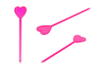 set skewer for appetizer, plastic skewer for canapes isolated from background