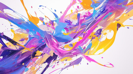 Splashes of paint on a white canvas
