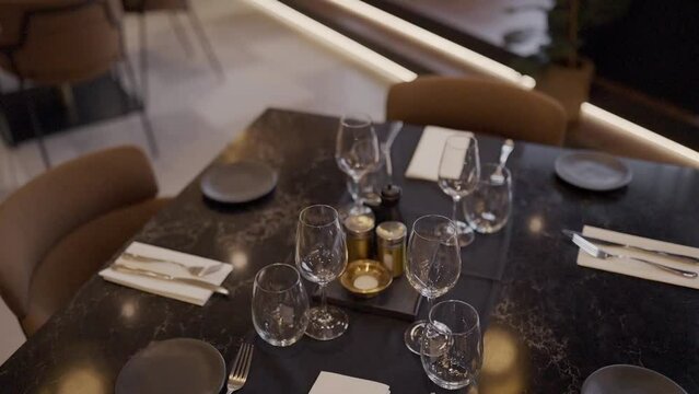 Expensive restaurant and its interior decorated with spring paraphernalia