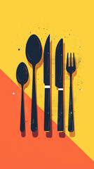 Cutlery scene in flat graphics
