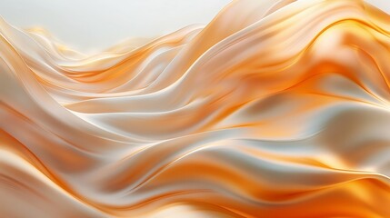Obraz premium Luxurious abstract background with silky smooth waves in golden, orange, and cream tones, evoking elegance and graceful motion