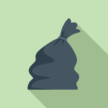 Cleaning full bag of trash icon flat vector. Ecological sack. Element clean
