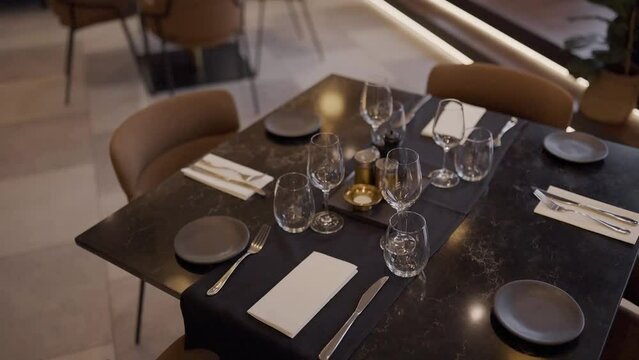 Expensive restaurant and its interior decorated with spring paraphernalia