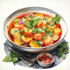 Watercolor Soup Illustration, Generative Ai