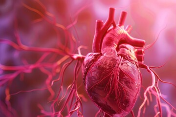 myocardial infarction medical concept with human heart anatomy illustration cardiovascular disease - obrazy, fototapety, plakaty
