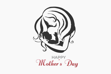 happy Mother's Day card design vector illustration, happy Mother's Day greeting card design, happy Mother's Day vector illustration, black and red text on white background, Mother's  2024,