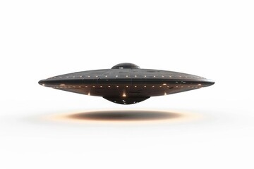 mysterious ufo hovering on white background isolated flying saucer 3d render