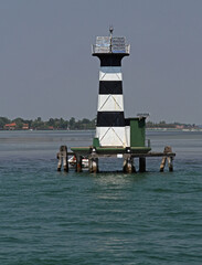 Black and White Lighthouse Navigation Device in Venetian Lagoon Italy