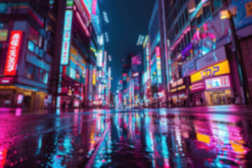 Blur colourful night street city Japan commercial area entertainment