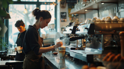 barista working with a coffee machine