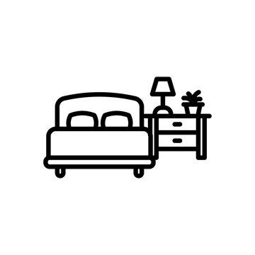 recommend clip art: bedroom icon vector in line style