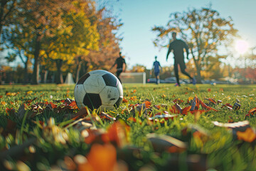 Casual soccer game among friends taking place on a local neighborhood field