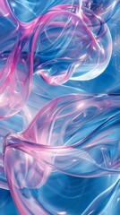 Abstract Transparent Blue Pink Swirl Wave Glass background