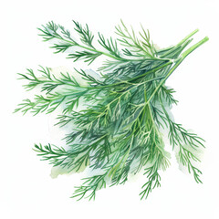 A watercolor painting of a bunch of dill. - obrazy, fototapety, plakaty