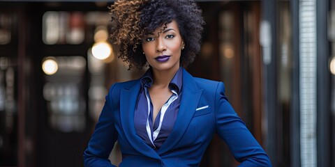 An image capturing the essence of empowered corporate leadership through a confident African American woman.