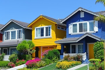Colorful Houses in a Neighborhood