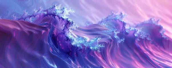 Glasschilderij Fractale golven Abstract blue wave fractal on isolated magenta background for creative design