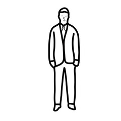 Suit Man Hand drawn organic line doodle