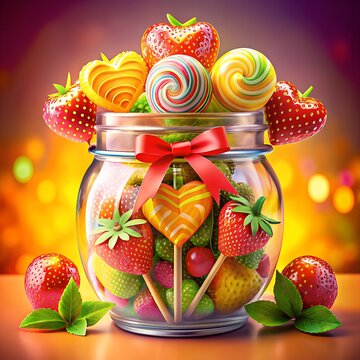 strawberry lollipop candys