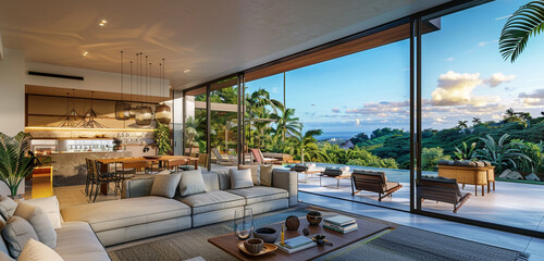 Panoramic views capture high-end allure, blending seamlessly with green surroundings.
