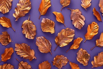 dry leaves on violet backgroun