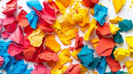 Colorful paper pieces pile